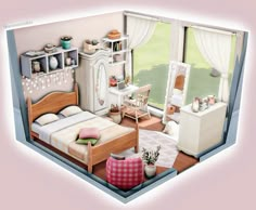 Sims 4 Room Layout, Sims Rooms Ideas No Cc, Cozy Bright Bedroom, Sims4 Bedroom Ideas, The Sims 4 Bedroom, Sims Layout, Sims Bedroom, Sims 4 Rooms, Sims Room