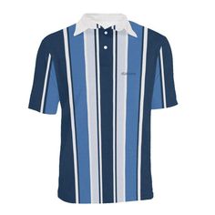 Blue Vertical Striped Men Polo Shirt, 90s Vintage Stripe Short Sleeve Polo, Gift for Men- 12.35 Oz. Personalized and stylish.- 100% polyester, comfortable and breathable.- Short-sleeve polo shirt with point collar, leisure and classic design for men.- Design features side slits and three-button closure.- Sizes: S, M, L, XL, XXL. Please calculate your size from the measurement chart below.- Machine wash: cold(max 40℃ or 104℉); Non-chlorine; Iron with cover; Do not tumble dry; In the shade. Golf Polo, Vertical Stripes, Short Sleeve Polo, Striped Shorts, Mens Polo Shirts, Types Of Shirts, Mens Polo, Classic Design, Men's Polo Shirt