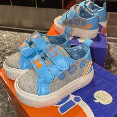 Blippi Ground Up Blippi Sneakers Toddler/Walker Size 5 New With Tags And New In Box Sold Out Everywhere , Extremely Hard To Find! 2 Pairs Available Both Toddler Size 5 Both New In Box And New With Tags Smoke And Pet Free Home Fun Non-slip Sneakers For Playtime, Spring Low-top Sneakers, Blue Fun Sneakers With Rubber Sole, Fun Blue Sneakers With Rubber Sole, Casual Slip-on Sneakers For Daycare, Orange Non-slip Sneakers With Round Toe, Blue Canvas Shoes For Sports In Spring, Multicolor Casual Sneakers With Soft Sole, Blue Canvas Shoes For Spring Sports