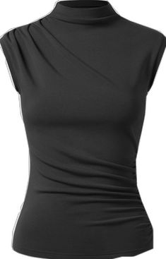 Elegant Fitted Asymmetrical Top, Elegant Ruched Tops For Layering, Fitted Ruched Tops For Layering, Elegant Asymmetrical Ruched Tops, Elegant Ruched Asymmetrical Tops, Modern Fitted Top With Asymmetrical Hem, Fitted Tops With Ruched Sides For Night Out, Versatile Asymmetrical Fitted Tops, Elegant Fitted Mock Neck Top For Night Out