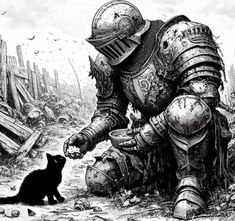 #flower #kittens #cats #fyp #aesthetic #knight Aesthetic Knight, Dark Fantasy Knight, Vibe Drawing, Warrior Mentality, Silent Hill Art, Courtly Love, Famous Art Paintings, Dark Souls Artwork, Dark Souls 2