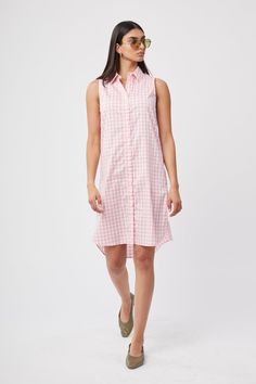 Poolside or paired with flat sandals running around the city, our simple sleeveless shirtdress is a staple.  On the shorter side, for a looser fit, size up.


  
 * Cotton 
 * Made in Portugal 
 * Powered by our patented No Gape® button technology 
 * Model is 5'11" and is wearing a size small Casual Sleeveless Shirt Dress For Work, Summer Workwear Shirt Dress With Shirttail Hem, Casual Summer Shirt Dress For Work, Spring Casual Shirt Dress With Shirttail Hem, Summer Sleeveless Shirt Dress For Work, Casual Sleeveless Dress For Spring Daywear, Summer Shirttail Hem Daywear Dresses, Casual Summer Shirt Dress With Shirttail Hem, Sleeveless Cotton Shirt Dress For Daywear