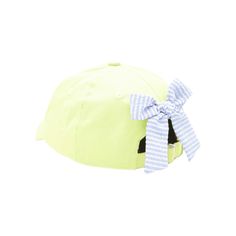 a yellow hat with a bow on it