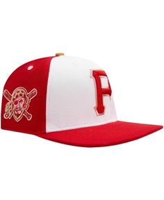 a red and white baseball cap with the letter f on it