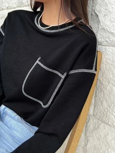 Drop Shoulder Tee, Bun Hairstyles For Long Hair, Kids Sweater, Top Stitching, Fashion Details, Bun Hairstyles, New Work, Drop Shoulder