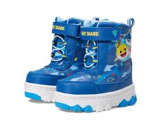 Josmo Baby Shark Snowboot (Toddler/Little Kid) | Zappos.com Playful Round Toe Boots For Outdoor, Casual Non-slip Boots For Playtime, Baby Shark Shoes, Shark Shoes, Shoes Blue, Elastic Laces, Baby Shark, Blue Shoes