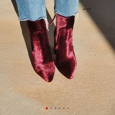 Burgundy/Purple Velvet Steve Madden Ankle Boots With Zippers Heel Is 3.5 Inches Never Worn Very Trendy And Easy To Style Size: Not On Shoes But Fits True To 7.5 Us Purple Ankle Heeled Boots For Fall, Fall Purple Ankle Heeled Boots, Trendy Purple Heeled Boots For Fall, Trendy Purple Boots For Fall, Burgundy Ankle-high Heeled Boots For Winter, Purple Closed Toe Boots For Fall, Winter Burgundy Ankle-high Heeled Boots, Trendy Purple Round Toe Heeled Boots, Trendy Purple Pointed Toe Boots