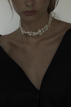 A bold necklace // adds an eye-catching accessory that needs nothing more. The Baroque Wavering Necklace is a myriad of pearls, including freshwater + Swarovski, intertwine to create a wildly elegant choker— finished with ivory velvet ties. Feeling forward? #datenight #antibride #modern #rtw #everydaystyle #necklace #pearl #pearlnecklace #datenightinspo #weddingday #weddingstyle #bridalinspo #modernbride Anti Bride, Glam Aesthetic, Elegant Choker, Dramatic Hair, Best Bride, Lovers Day, Bold Necklace, Bride Accessories, Bridal Inspo