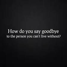 a black background with the words how do you say goodbye to the person you can't live without?