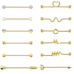 PRICES MAY VARY. [AFFORABLE SET] Come with 12 pcs industrial piercings, affordable and acceptable price, 12 pcs pretty industrial barbells, give you different choices wearing. [PRETTY OUTLOOK] 12 Different types industrial barbells in pretty design, prefect for wearing as industrial piercings, let you win more compliments during party, casual wearing and any other occasions. [SUITABLE SIZE] 14G (1.6mm) Industrial barbell, bar length: 38mm, 5mm top ball, easy to fit most of people, make you have Industrial Piercings, Industrial Piercing Barbells, Cartilage Helix Piercing, Industrial Earrings, Tapers And Plugs, Nose Piercing Hoop, Barbell Earrings, Industrial Barbell, Industrial Piercing