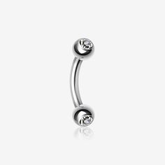 Double Gem Ball Curved Barbell Eyebrow Ring-Clear Piercings Smiley, Oral Piercings, Vertical Labret, Piercings Cartilage, Lip Piercings, Smiley Piercing, Ear Piercings Cartilage, Eyebrow Ring, Facial Piercings