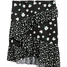 H&M Tiered Floral Print Short Flounced Skirt Size Women's 2 New With Tags Black In Color / All Over Floral Print Tiered Cross Design Ruffle Detail / Large Flounces At Front And Hem Back Eyelet Hook And Concealed Zipper Closure Lined Retail $34.99 Spring Mini Skirt With Asymmetrical Hem And Lining, H&m Party Skirt For Spring, H&m Skirt For Spring Party, Black Midi Skirt For Brunch, Black Mini Skirt With Asymmetrical Hem For Summer, Black Asymmetrical Mini Skirt For Day Out, Chic Asymmetrical Skirt With Floral Print, Chic Skirt With Asymmetrical Hem And Floral Print, Elegant H&m Mini Skirt For Summer