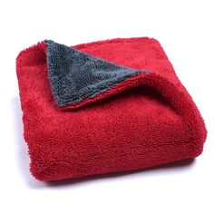 a red and grey towel folded on top of each other