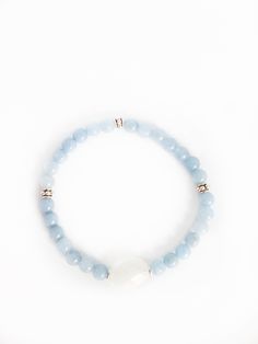 TrueHappinessDesigns - TrueHappinessDesigns Everyday Stretch Bracelet With Natural Stones, Everyday Moonstone Bracelets, Everyday Round Moonstone Bracelets, Blue And White Bracelet, Girls Lunch, Everyday Stretches, Boho Modern, White Bracelets, Blue Bracelet