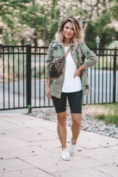 Biker Shorts Mom Outfit, Spring Biker Shorts Outfit, Bikers Outfit For Women, Women Biker Shorts Outfits, Women’s Biker Shorts Outfit, Mom Athleisure Style Summer, Disney Biker Shorts Outfit, How To Style Biker Shorts Summer, Womens Biker Shorts Outfit