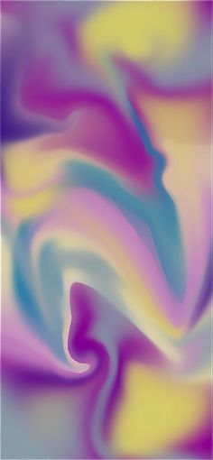 an abstract painting in shades of purple, yellow and blue with some pink on the bottom