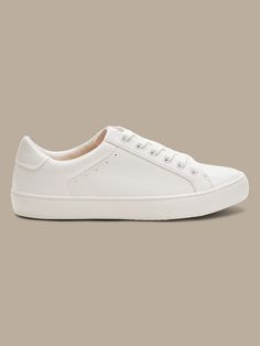 Simple Classic Sneaker | Banana Republic Factory Synthetic Platform Sneakers With Vulcanized Sole, Synthetic Flat Heel Platform Sneakers With Vulcanized Sole, Synthetic Vulcanized Sole Platform Sneakers, Comfortable Sneakers With Round Toe And Branded Insole, Trendy Synthetic Sneakers For Everyday, Comfortable Lace-up High-top Sneakers For Everyday, Trendy Synthetic Everyday Sneakers, Everyday Textile Sneakers With Rubber Sole, Everyday Textile Sneakers With Contrast Sole