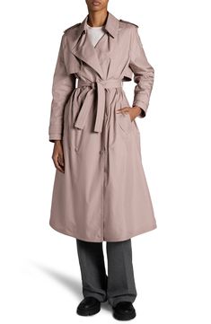 Discreet snaps streamline this classic trench coat that's designed with polished epaulets and Moncler's signature bell logo branding the sleeve. Front snap closure Notched lapels Front welt pockets Storm flap Removable tie belt 100% polyester Dry clean or machine wash, dry flat Imported Designer Clothing Bell Logo, Classic Trench Coat, Fabric Gift Bags, Nordstrom Store, Free Fabric, Fabric Gifts, Straight Leg Pants, Wool Blend, Clothing Items