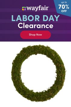 a wreath made out of grass with the words labor day clearance up to 70 % off