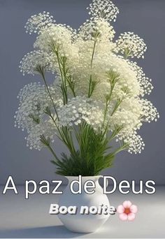 a vase filled with white flowers on top of a table