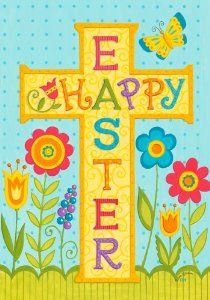 a cross with the words happy sister on it and flowers in front of blue sky