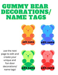 gummy bear decorations / name tags for children's birthdays and other special occasions