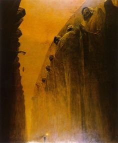 an image of a painting that looks like it is going to fall down the mountain