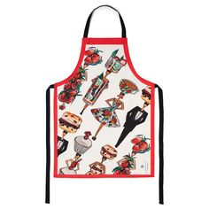 an apron with pictures of people on it