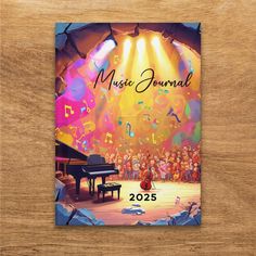 the cover of music journal with an image of a piano in front of a crowd