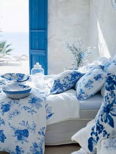 Bohemian Blue & White Beach Bedrooms | BOHO Beach Bedroom