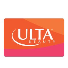 an orange and pink card with the word ulta beauty on it's side