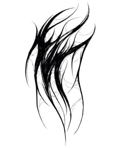 a black and white drawing of long hair