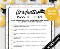 congratulations pass the prize with balloons and confetti in the background for graduation day