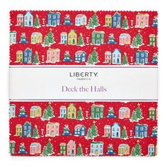 liberty fabrics deck the halls christmas town red cotton fabric by yardley, 1 / 2 yard