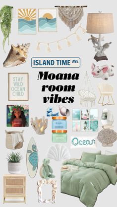 there is a collage of pictures with the words island time at mouna room vibes