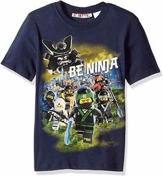 the lego movie character t - shirt is shown in blue and has an image of ninjas on it