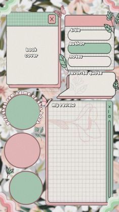 an image of a planner page with flowers on the side and blank notes attached to it