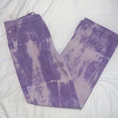 Free People - We The Free Purple Tie Dye/ Acid Wash Corduroy Pants Never Worn W/ Tags Slim Straight Pants, Velvet Jeans, Velour Pants, Cords Pants, Purple Pants, Purple Tie, Tie Dye Colors, Purple Tie Dye, Leather Pant