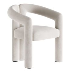 a white chair with curved arms and legs