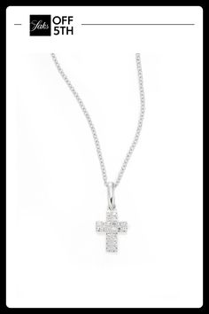 A Simple Small Cross Pendant Is Adorned With Shimmery Round Diamonds And Suspended From A White Gold Chain. Add It To Your Everyday Accessory Rotation, And Layer It With Your Other Favorite Pieces. Diamonds, 0.08 Tcw 14k White Gold Lobster Clasp Imported Size Pendant Width, About 0.25 Length, About 18 Please Note: Warranty Services Are Provided Exclusively By Effy, Saks Off 5th Is Not Responsible For These Services. Center Core - W Fine Jewelry > Saks Off 5th. Effy. White Cross Necklace For Formal Occasions, Formal White Cross Necklace, Cross Necklace With Pave Setting As Gift, Classic White Diamond Cut Cross Necklace, Classic White Cross Necklace For Formal Occasions, White Necklaces With Pave Setting For Gift, Formal Cross Necklaces With Diamond Accents, White Cross Necklace With Diamond Accents Fine Jewelry, Formal Cross Necklace With Single Cut Diamonds