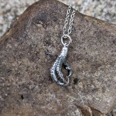 Sterling silver bird claw pendant hanging from a sterling silver chain. Raven Claw, Wax Seal Necklace, Claw Necklace, Silver Bird, Classic Engagement Rings, Citrine Ring, Moon Necklace, Sterling Silver Chain, Sterling Silver Chains