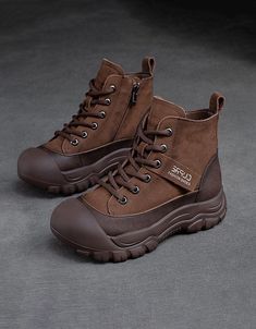 Discover comfort and style on every trail with these women's casual leather hiking boots featuring a wide toe box. Engineered for adventure, the durable leather offers rugged protection, while the spacious toe box ensures unrestricted comfort. Embrace the outdoors with confidence, where comfort meets functionality. Ready for the journey ahead. Features: Item Type: Walking Boots, Winter Boots( waterproof/resistant) Gender: Female Main Material: Cowhide Heel Type: Platform Upper Material: Cow Leather Sole: Rubber Heel Height: Platform (4 cm) Forefeet Width: 10cm Closure Type: Lace-Up Color: Red, Brown Season: Autumn, Winter Size:35-40 Toe Walking, Platform Boots Chunky, Leather Hiking Boots, Summer Boots, Boots Waterproof, Chunky Heels Boots, Boots Winter, Chunky Heels Sandals, Walking Boots