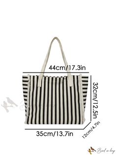 Bird in Bag - Striped Color Block Large Capacity Canvas Tote Bag for Women, Versatile and Simple Shopping Bag Bird In Bag, Bag For Women, Canvas Tote Bag, Canvas Tote, Fashion Bags, Color Block, Top Handle Bag, Tote Bag, For Women