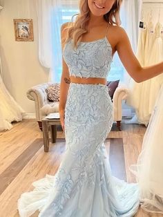 Two Piece Dress Formal, 2 Piece Prom Dresses, Two Piece Prom Dresses, Light Blue Lace Dress, Two Piece Formal Dresses, Matric Dress, Two Piece Prom Dress, Sweet Sixteen Dresses, 2 Piece Prom Dress