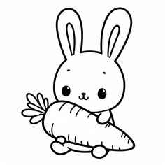 a cartoon bunny holding a carrot