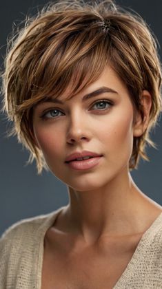 Edgy Short Layered Haircuts for Layered Asymmetrical Bob 💇 Short Layered Haircuts For Women, Layered Haircuts For Women, Layered Bob Short, Asymmetrical Bob, Chin Length Hair, Messy Short Hair