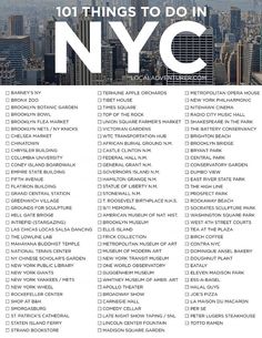 the nyc city guide is shown in black and white, with text that reads 101 things to do in new york