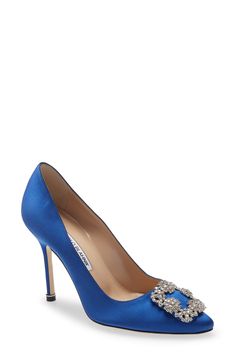 Manolo Blahnik Blue, Formal Pumps, Manolo Blahnik Pumps, Manolo Blahnik Hangisi, Manolo Blahnik Shoes, Satin Pumps, Wedding Heels, Footwear Design Women, Dream Shoes