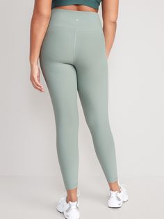 Power up your workout with PowerSoft leggings.  Light compression fabric meets a ridiculously smooth, peachy-soft feel.    Elasticized waistband.    Breathable, lightweight compression interlock fabric holds you in while sculpting your shape.    Four Compression Fabric, Rainy Season, Petite Size, Wicks, Women's Leggings, Old Navy, High Waisted, Leggings, Navy