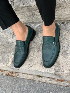 Stanoss Green Buckle Shoes | VICLAN Formal Swift Leather Slip-ons With Round Toe, Leather Sole Slip-ons With Flat Heel For Galas, Fall Calf Leather Slip-on Shoes, Green Formal Slip-ons With Round Toe, Monk Strap Shoes With Leather Sole And Flat Heel, Office Monk Strap Shoes With Slip-on Design, Classic Green Leather Slip-ons, Office Slip-on Monk Strap Shoes With Stitched Sole, Green Leather Sole Slip-ons